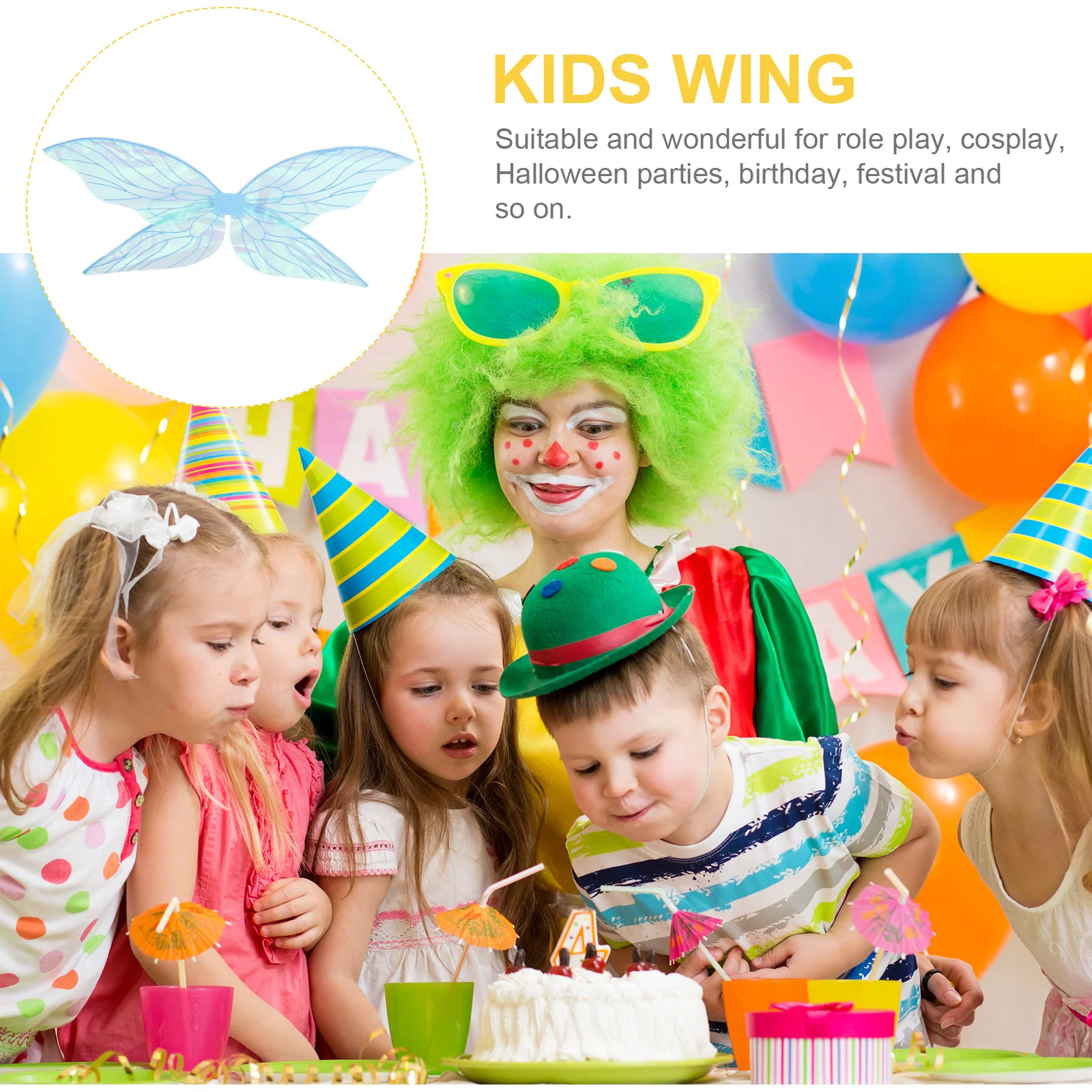 

Blue Prop for Party Dress Fairy Fairy Cosplay Costume Accessory Decor Elf Wing Photo Booth Accessory Christmas Gift