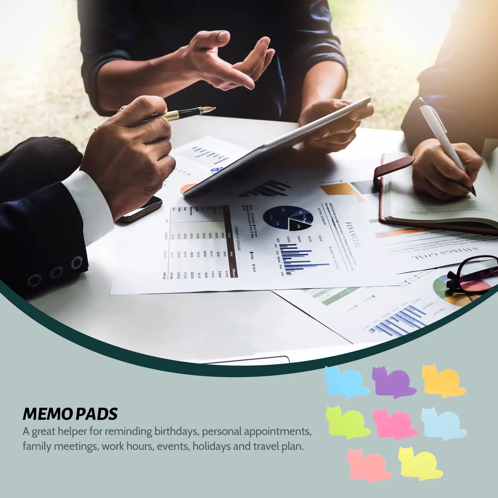 Blocs de notas extraíbles de diseño Simple de gato de dibujos animados, 16 Uds., para recordatorio de cumpleaños, suministros escolares de viaje