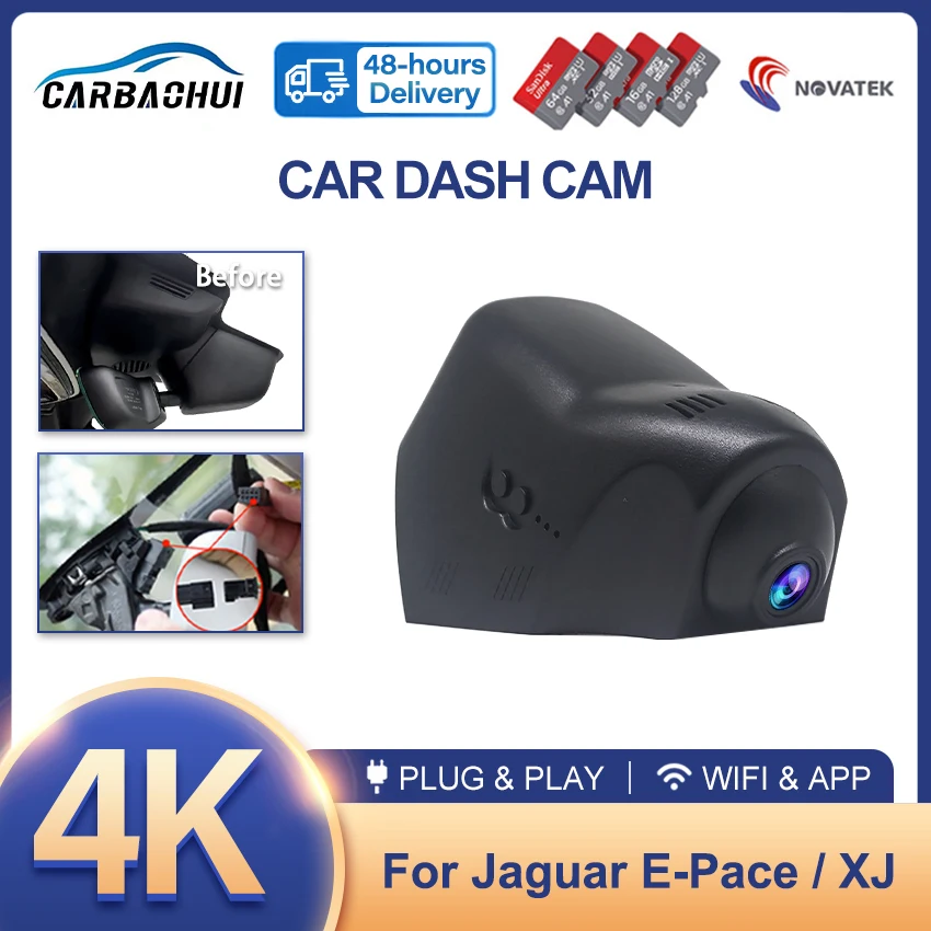 

For Jaguar E-Pace (X540) 2018-2023, XJ XJ-L 4th Gen (X351) 2016-2021 4K Dash Cam for Car Camera Recorder WIFI Car Dvr Recording