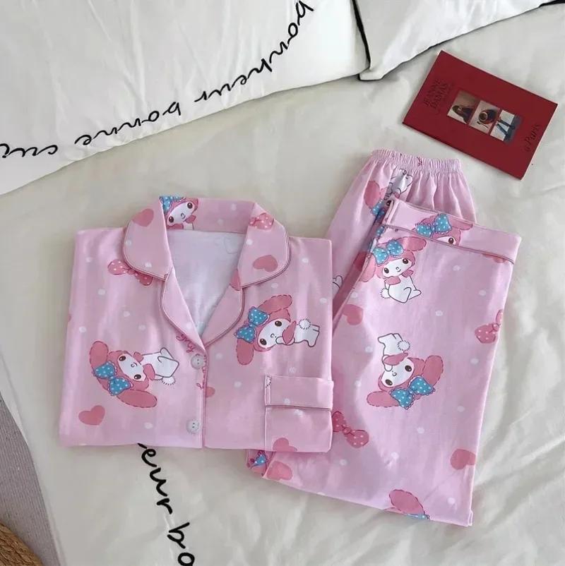 Sanrios Hello Kitty Short Section Ladies Pyjamas Set Pyjamas Women Summer Kawaii Cartoon Loose Pajamas Pajama Trousers Set