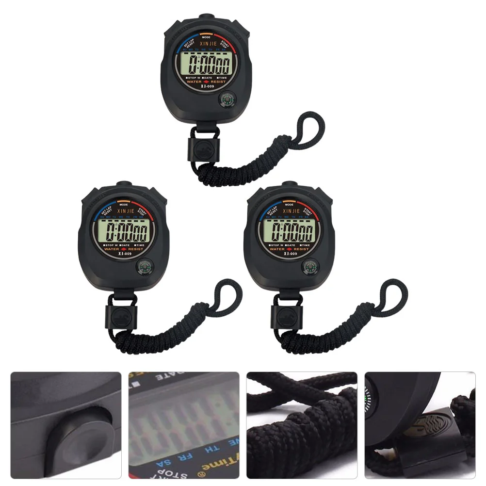 

3 Pcs Timer Lightweight Stopwatch for Match Training Small Convenient Abs Referee Sports