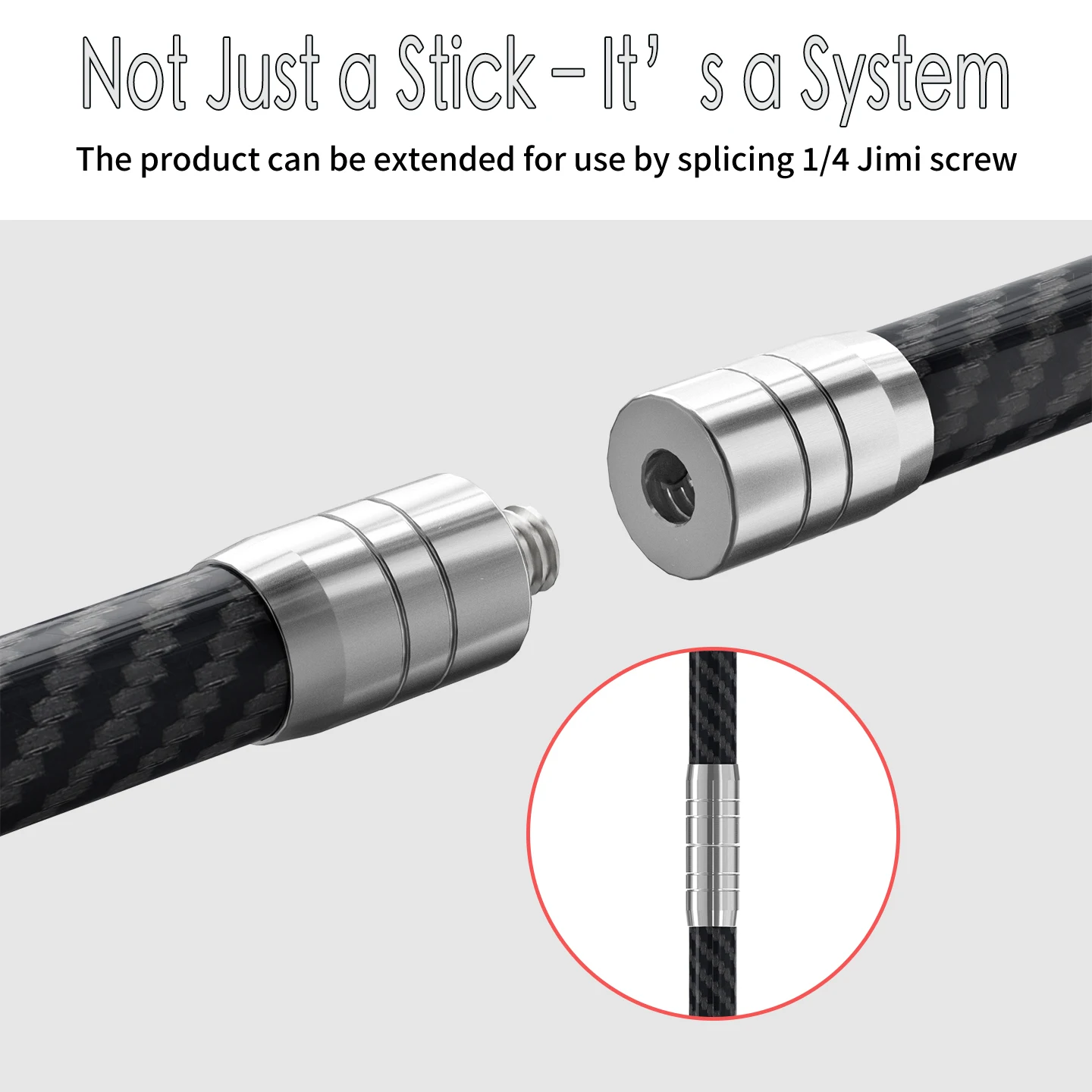 12mm Carbon Fiber Camera Extension Rod Tripod Adapter Stainless Steel Joint Pole for GoPro for DJI for Osmo Insta360 Holder
