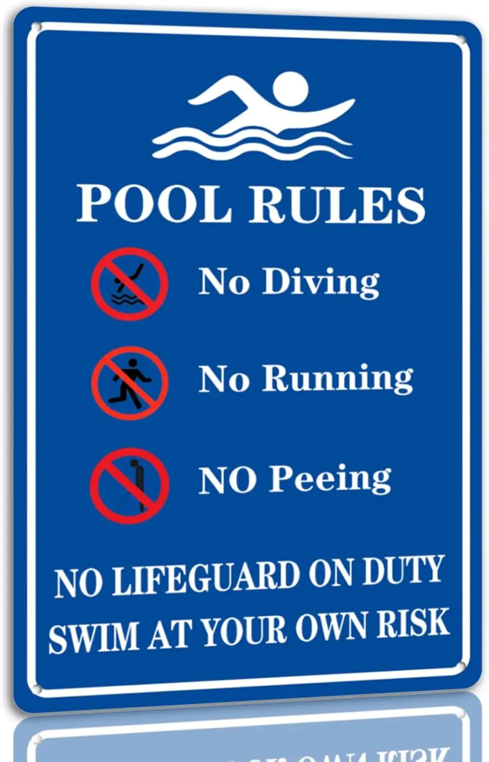 Pool Rules Tin Sign No Lifeguard On Duty Swim At Your Own Risk Metal Vintage Warning Signs Funny Swimming Decor Plaque