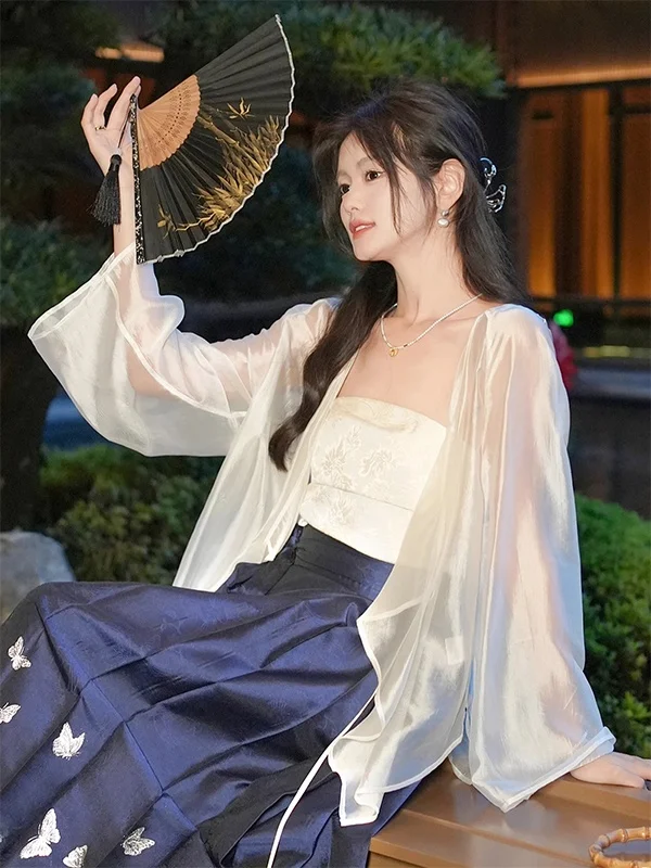 

Ele Ice Silk antung Sun Protection Women's Summer Outerwear Cardigan Strapl Skirt Cover up oulder Pad Jaet