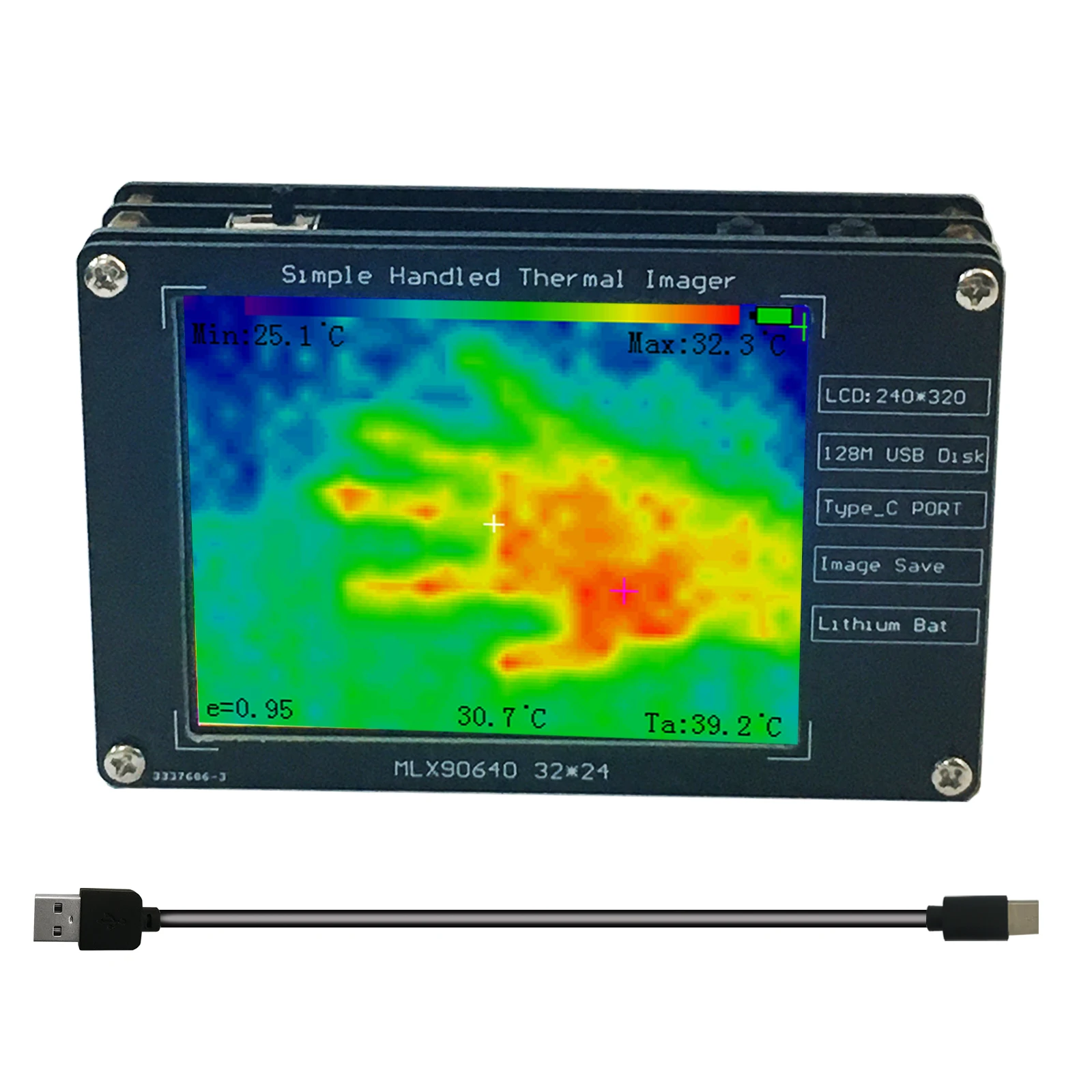 

MLX90640 2.8inch Thermal Imager Infrared Sensor LCD -40℃ to 300℃ Clear Definition Imaging Thermographic Camera