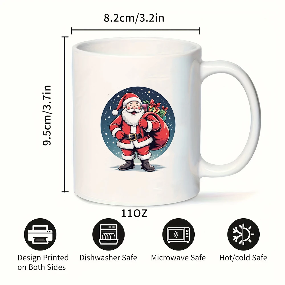 كوب سانتا كلوز كرتوني سعة 11 أونصة + هدية عيد الميلاد الإبداعية للأطفال كوب قهوة مكتب عائلي ضروري لعيد الميلاد #3