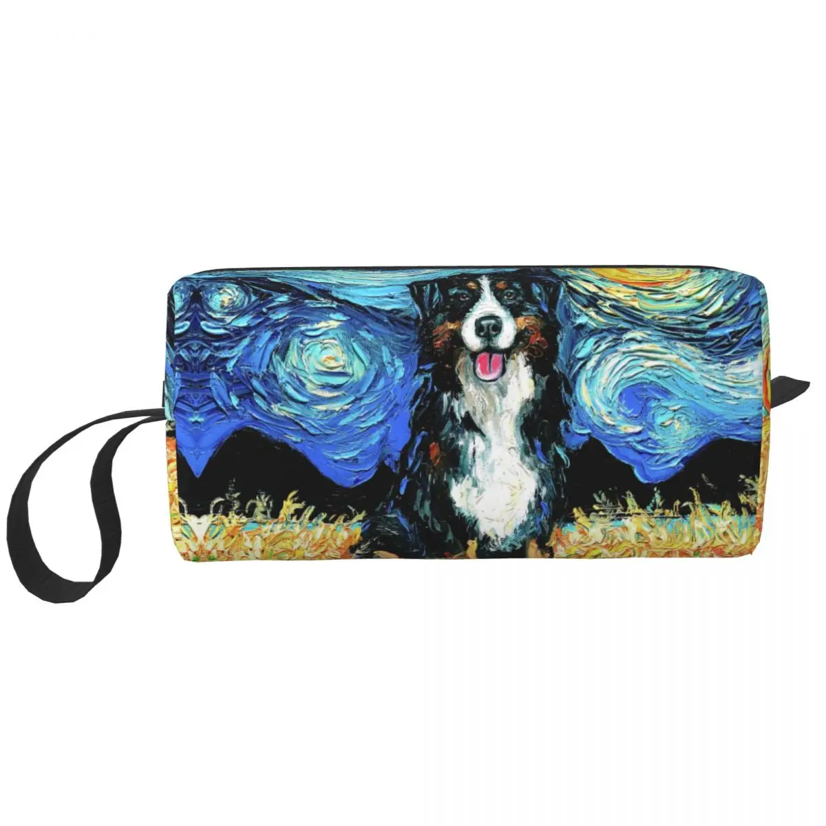 Cute Starry Night Bernese Mountain Dog Travel Toiletry Bag for Women Pet Puppy Cosmetic Makeup Organizer Beauty Storage Dopp Kit