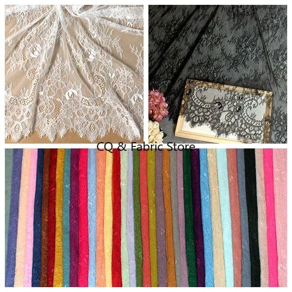 3 meters 42 Colors Floral Embroidery Elegant Sexy Eyelash Chantilly Lace Fabric For Women\'s underwear, dress, DIY lace sewing