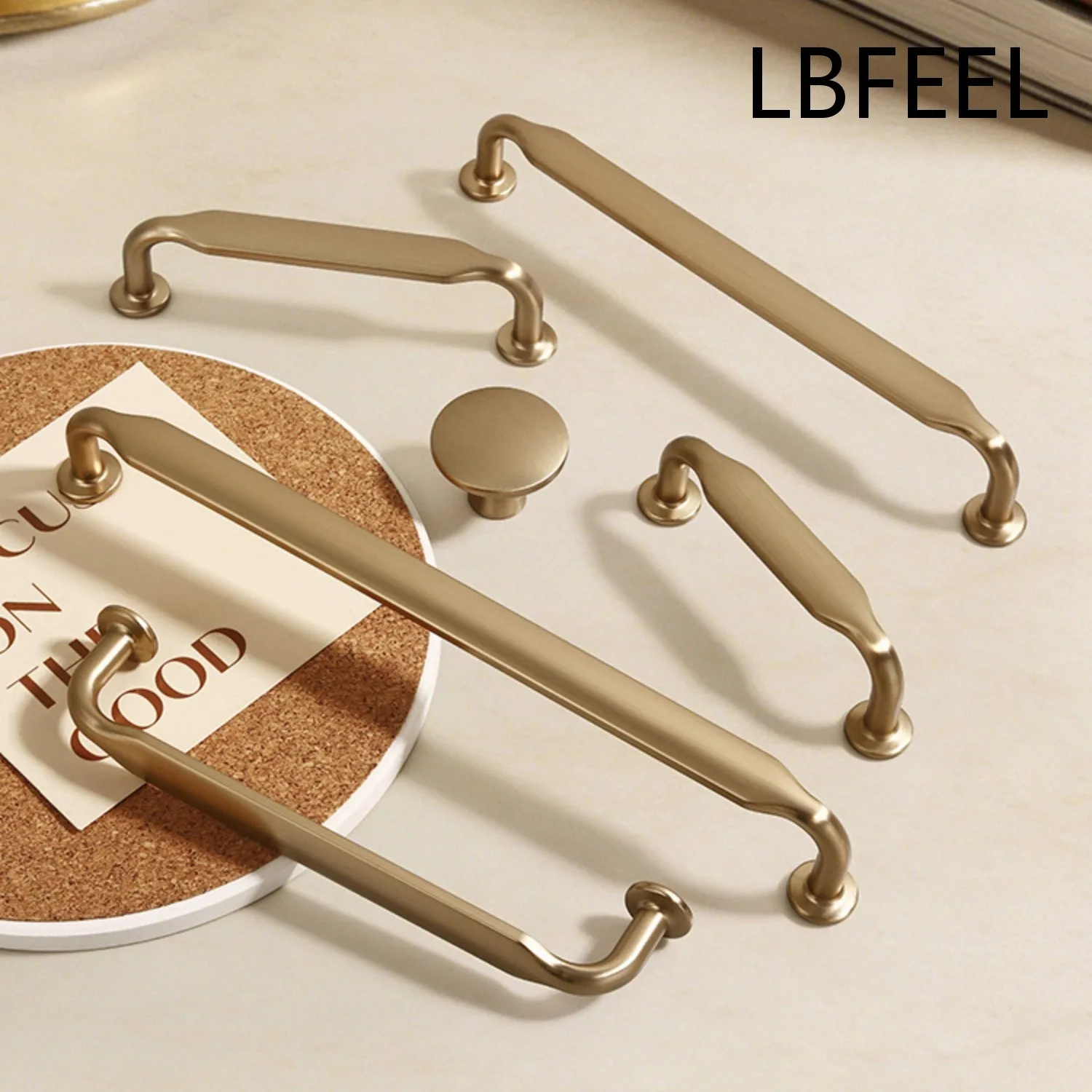 Champagne Gold Furniture Handles Cabinet Handles for American Style Kitchen Wardrobe Shoe Cabinet Door Pull Drawer Knobs  LBFEEL