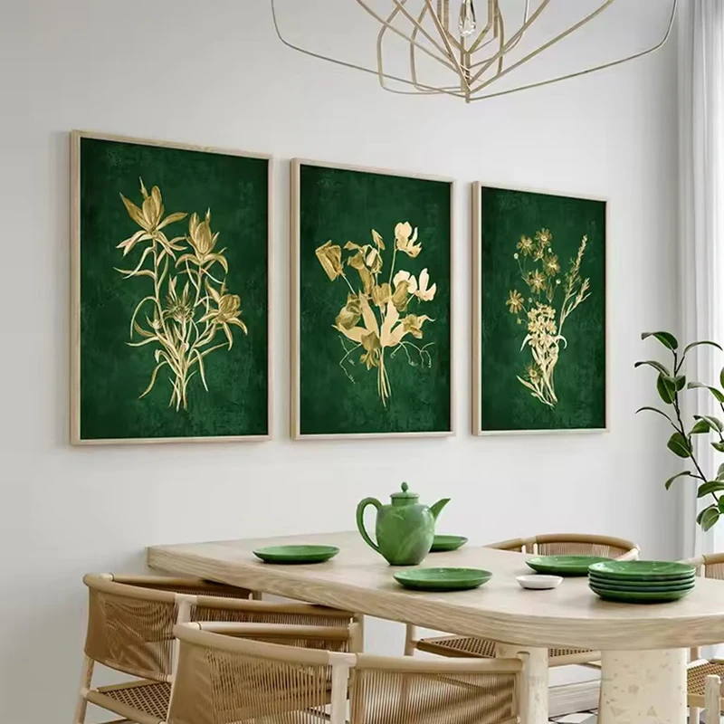 Boho Emerald Green Lily of The Valley Canvas Paintings Posters Prints Aesthetic Sunshine Flowers Wall Art Living Room Decor
