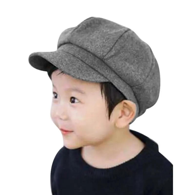 Kids Cap Beret Solid Color Children\'s Vintage Painter Winter Hats For Kids Octagonal Caps for Boys Girls Winter Warm Caps