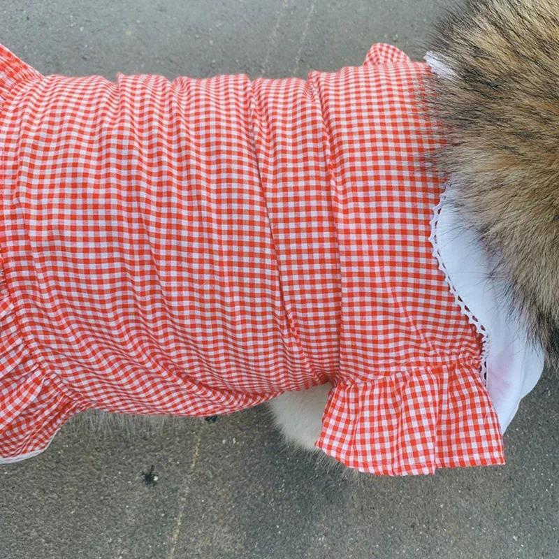 Dog Dress Summer Plaid Breathable Pet Clothes for Medium Large Dogs Outdoor Walking Supplies Puppy Clothes Dog Clothes Designer