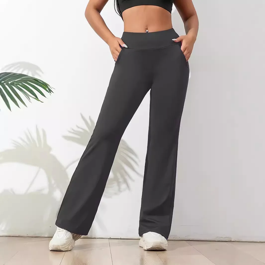 Women's Sports Yoga Running Fitness Solid Color Straight Leg Pants Casual Comfortable Versatile Slim Fit Daily Workout Trousers