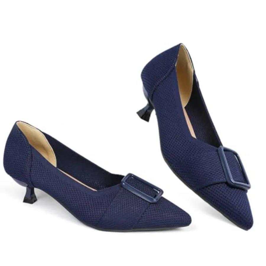 

Женские туфли-лодочки на каблуке-рюмочке, удобные, вязаные, с закрытым носком, для работы, офиса, повседневной носки, свадьбы, торжественных мероприятий