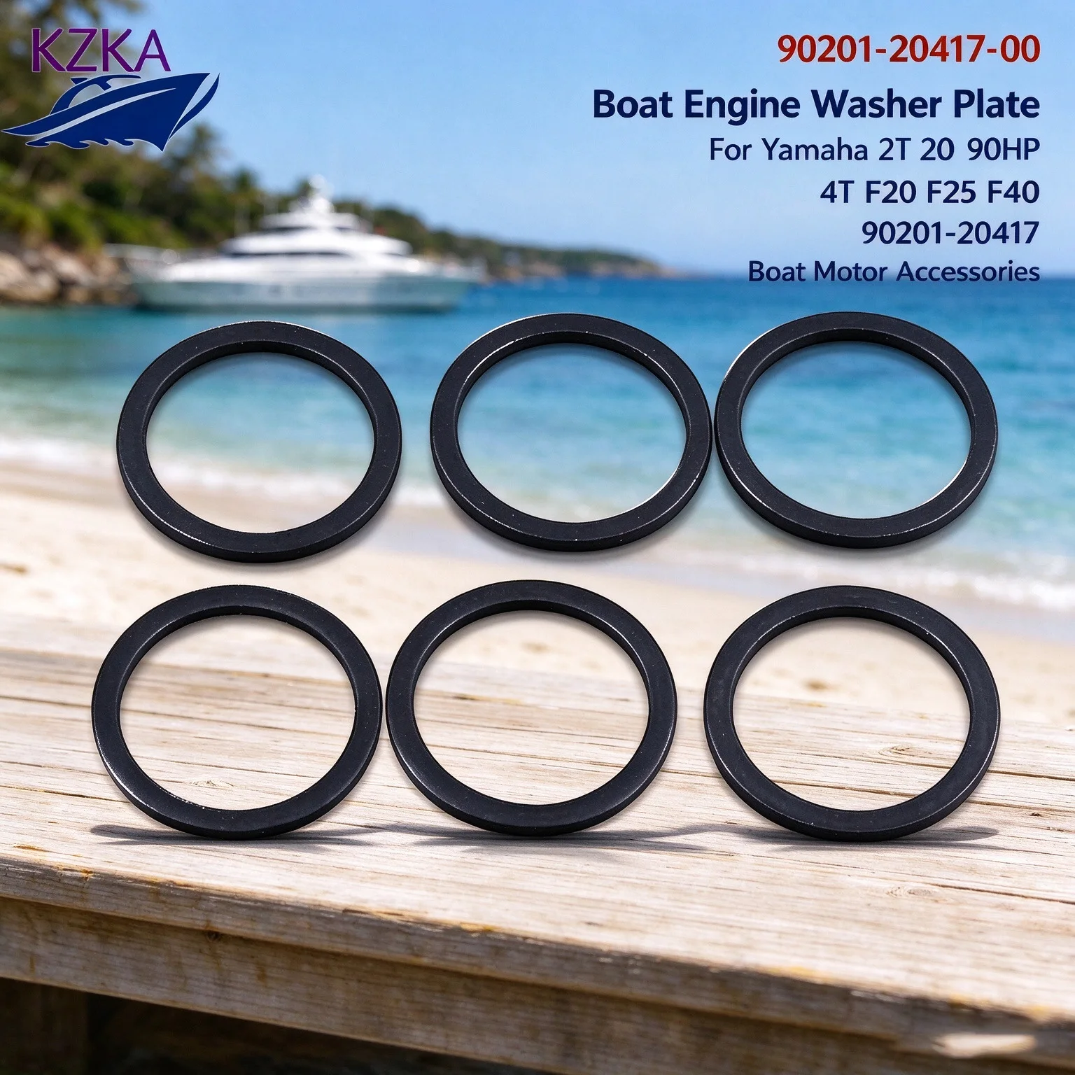 90201-20417-00 6PCS Washer Plate For Yamaha Boat Engine 2T 20-90HP 4T F20 F25 F40 90201-20417 Boat Motor Accessories