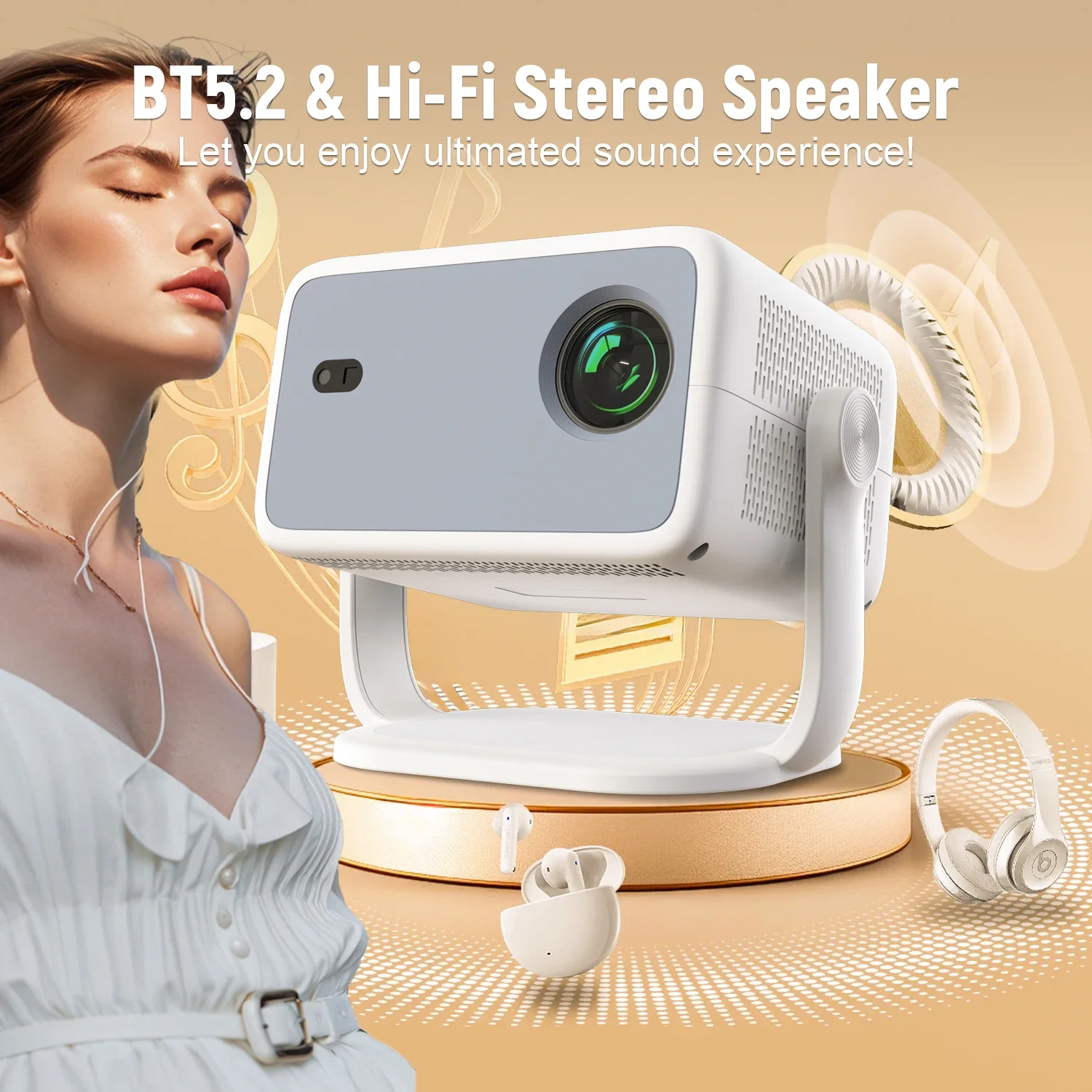 벨렉 빔 프로젝터 TP350 650ANSI 안드로이드 13 4K 네이티브 1080P 프로젝... - 3