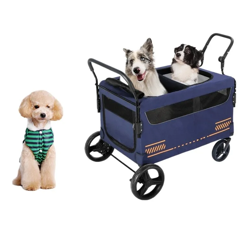 Foldable Pet Stroller for Dogs and Cats Outdoor Travel Pushcart Portable Puppy Carrier Cart Camping Wagon