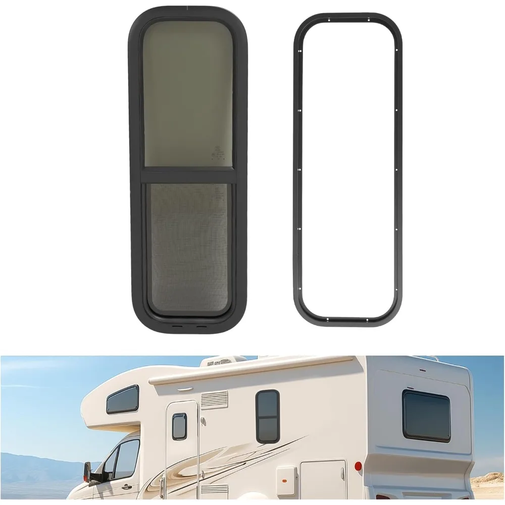 استبدال النافذة المنزلقة 12 × 36 RV مع شاشة شبكية وحواف، يناسب الجدران 15/16 إلى 1-3/5 سميكة