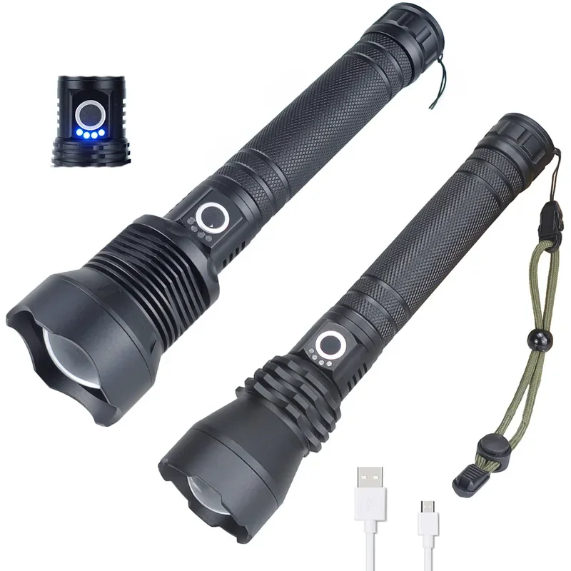 New Cross-Border USB Flashlight P50 Dual-Mode High Brightness Electronic Power Display Large Power Light P70 Zoomable Waterproof