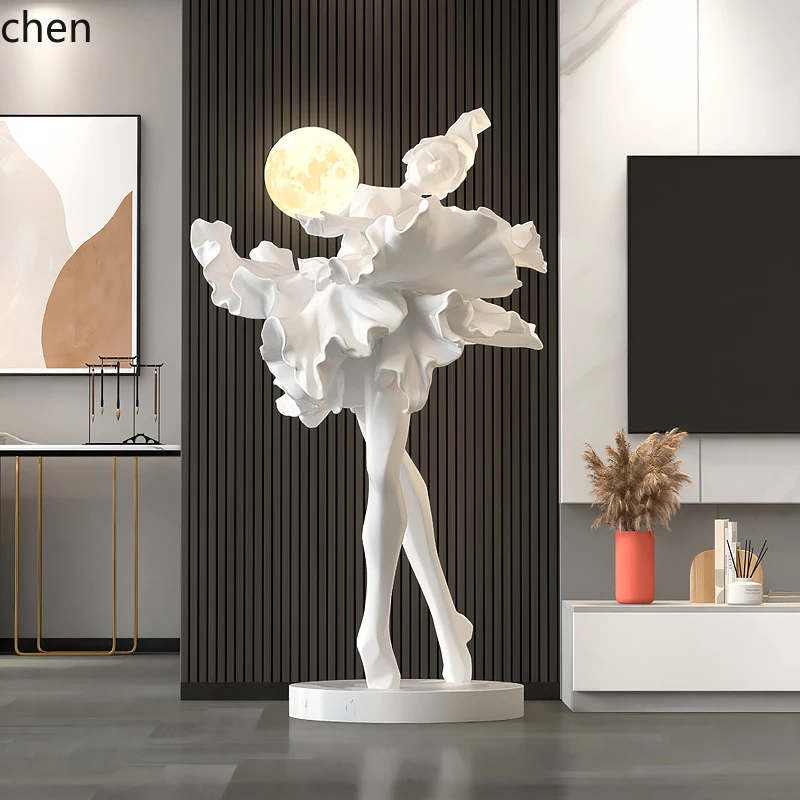 HT  abstract girl light luxury floor ornament living room lamp next to the entrance high-end decoration