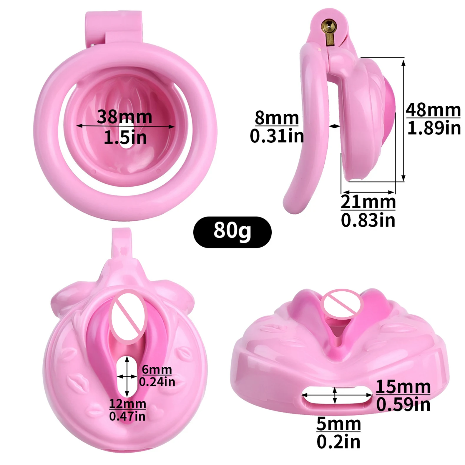 Resin Chastity Lock Male Cock Ring Sissy Artificial Clitoris Chastity Cage With 4 Penis Ring Bdsm Bondage Sexy Adult Man Toy 18+