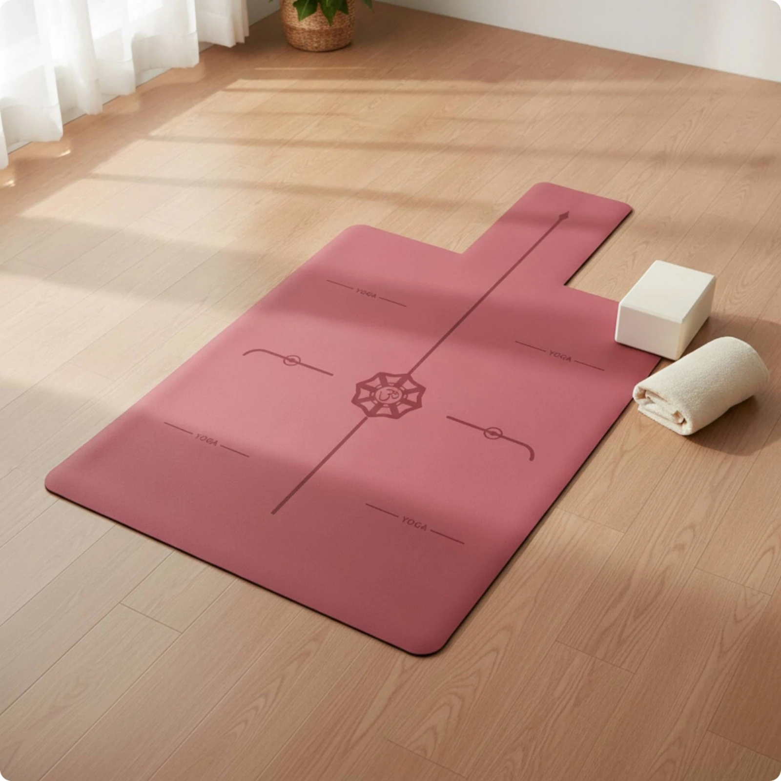 Exercise Mat with Alignment Lines Natural Rubber Exercise Mat Stable Long-Lasting for Yogis, Home Gym