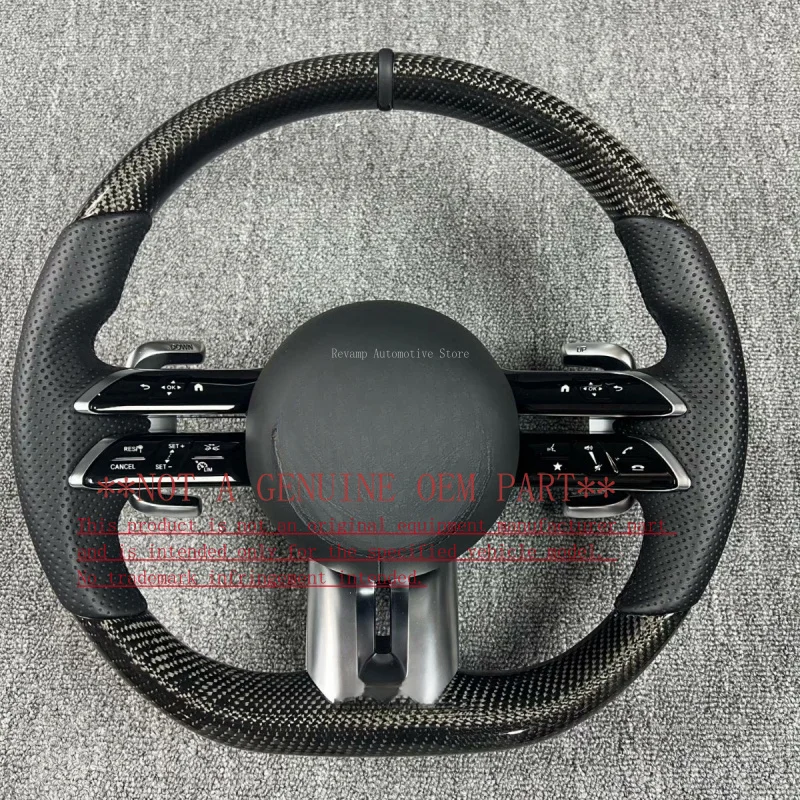 For Mercedes Benz Dragonfly AMG Forged Texture Leather Carbon Fiber Steering Wheel A C E Full Series Upgrade Horn Cover