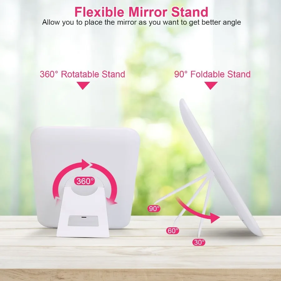 Reise-Make-up-Tasche mit 3 Lichtfarben, dimmbare Helligkeit, LED-Spiegel, abnehmbarer 10-facher Vergrößerungsspiegel, verstellbare Trennwände, Porta