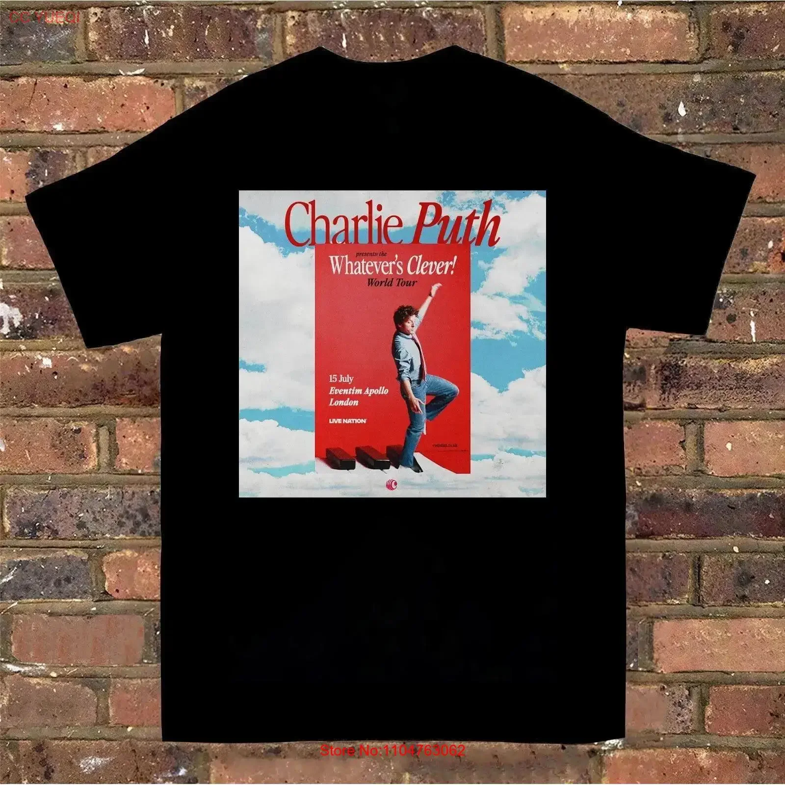 Charlie Puth Whatever's Clever World Tour Full Size S to 4XL T shirt vintage Washed Stylish Breathable Slightly homme Unisex