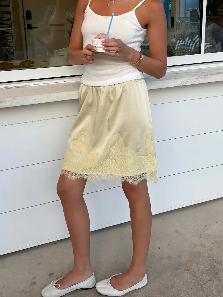 

Tossy Satin Lace Summer Mini Skirt Female High Waist Patchwork Slim Printed Casual Commute Clothes For Women Sexy Y2k Skirt 2025