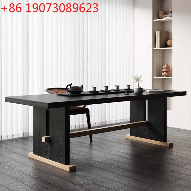 

High-end tea table Italian minimalist premium tea table solid wood balcony tea table