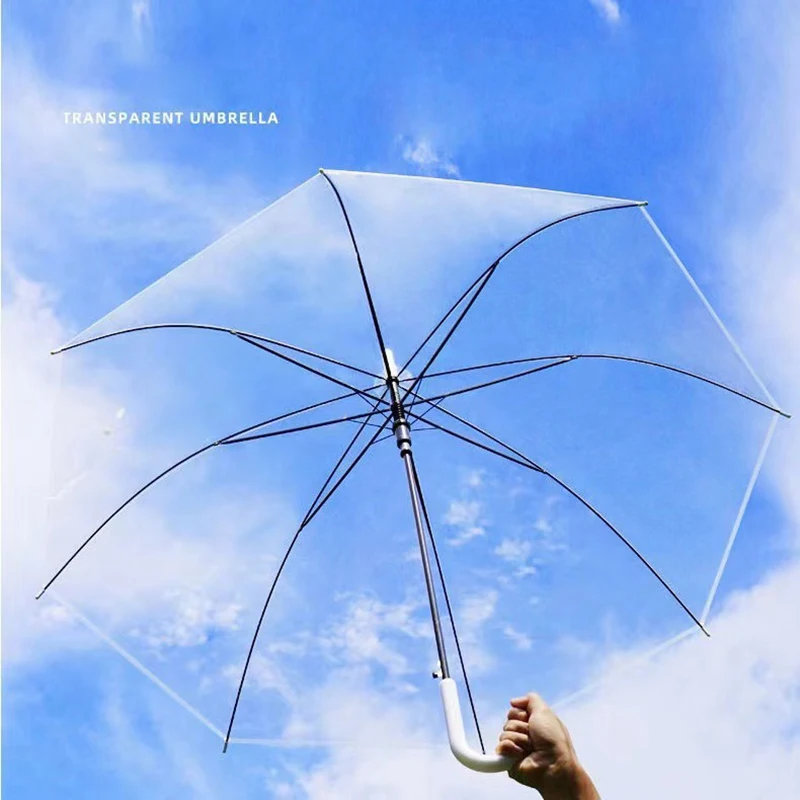 

High quality transparent color umbrella, long handle rainproof umbrella, wedding home umbrella, transparent PVC umbrella