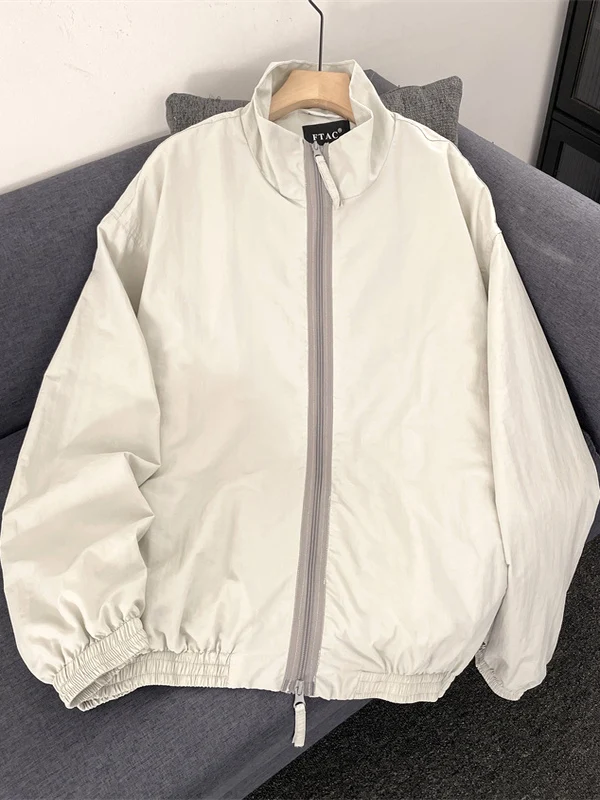 

Outdoor Waterproof Stand Collar Jaet Men's Autumn Trendy Loose Double Zipper Thin American Sle Qui Dry Sports Jaet