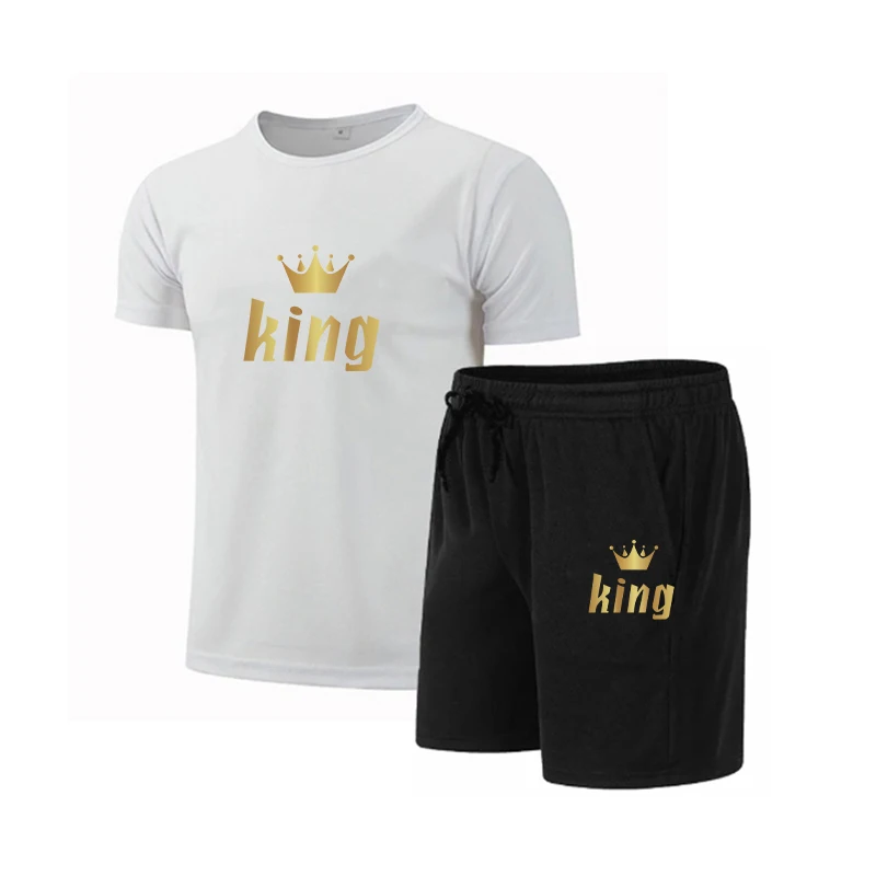 T-shirt imprimé à manches courtes pour hommes, ensembles en coton respirant, sports de plage, pantalons de basket-ball, vêtements de jogging d'été, livraison directe, 2024