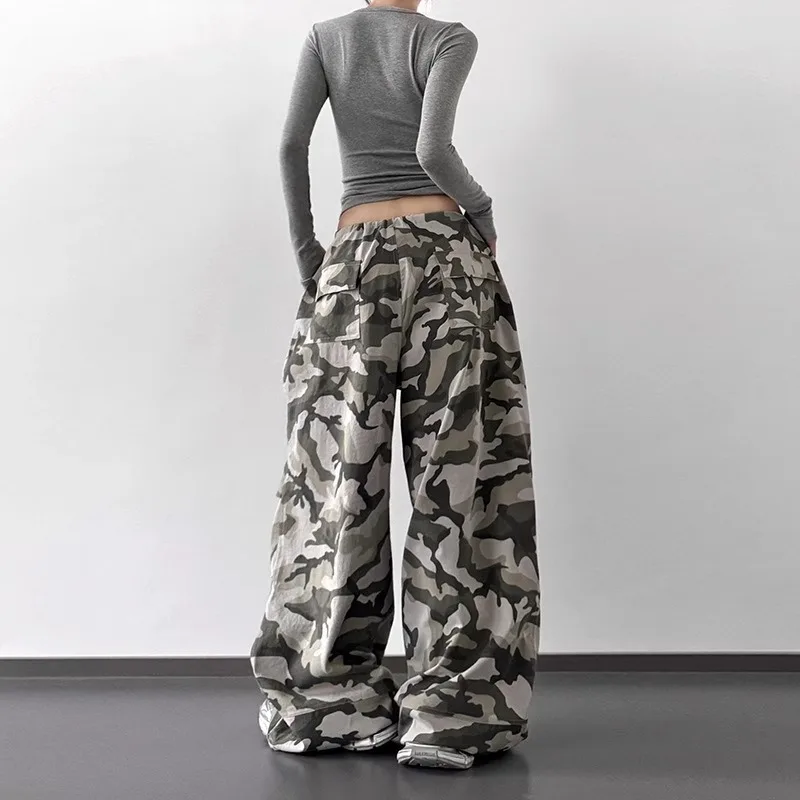 Pantaloni mimetici alla moda a gamba larga Nuovi pantaloni estivi a vita alta Unisex Loose Fit Casual Streetwea