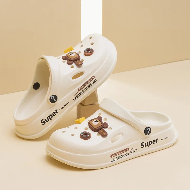 Zuecos unisex de EVA, ligeros, con suela suave, antideslizantes, plataforma gruesa, orificios decorativos, transpirables, calzado cómodo para exteriores.