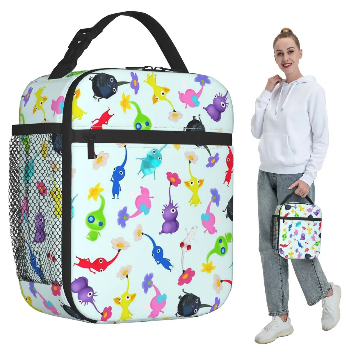 

Термосумка для обедов с мультяшным принтом Пикмин для детей, школьный термоконтейнер для еды, герметичный ланч-бокс