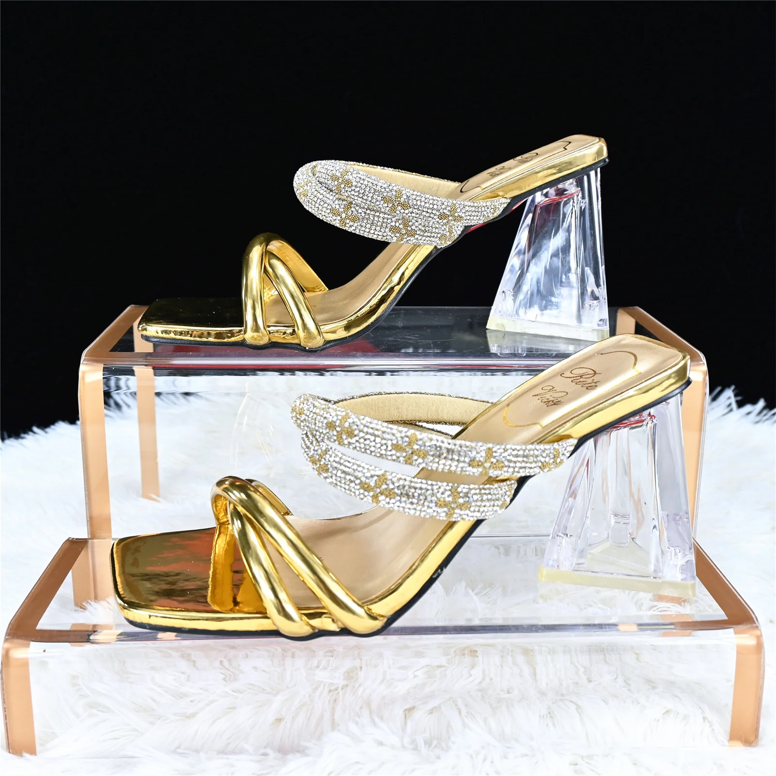 Haniye Summer Women Pumps Sandals High Heels Gold Color Open Toe Ankle Strap Ladies Sandalias Wedge Shoes