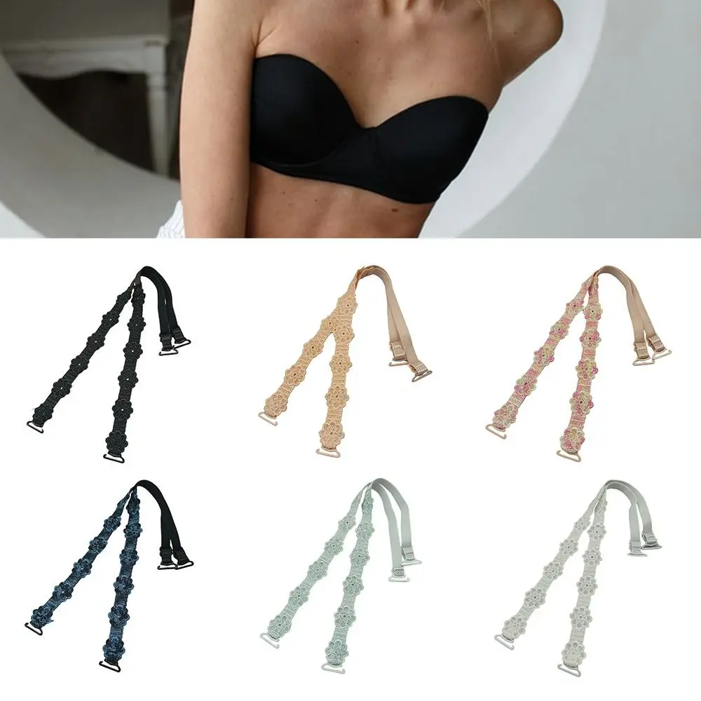 

Creative Gift Removable Floral Bra Straps Lace Anti-slip Floral Shoulder Belts Polyester Decorative Shoulder Straps