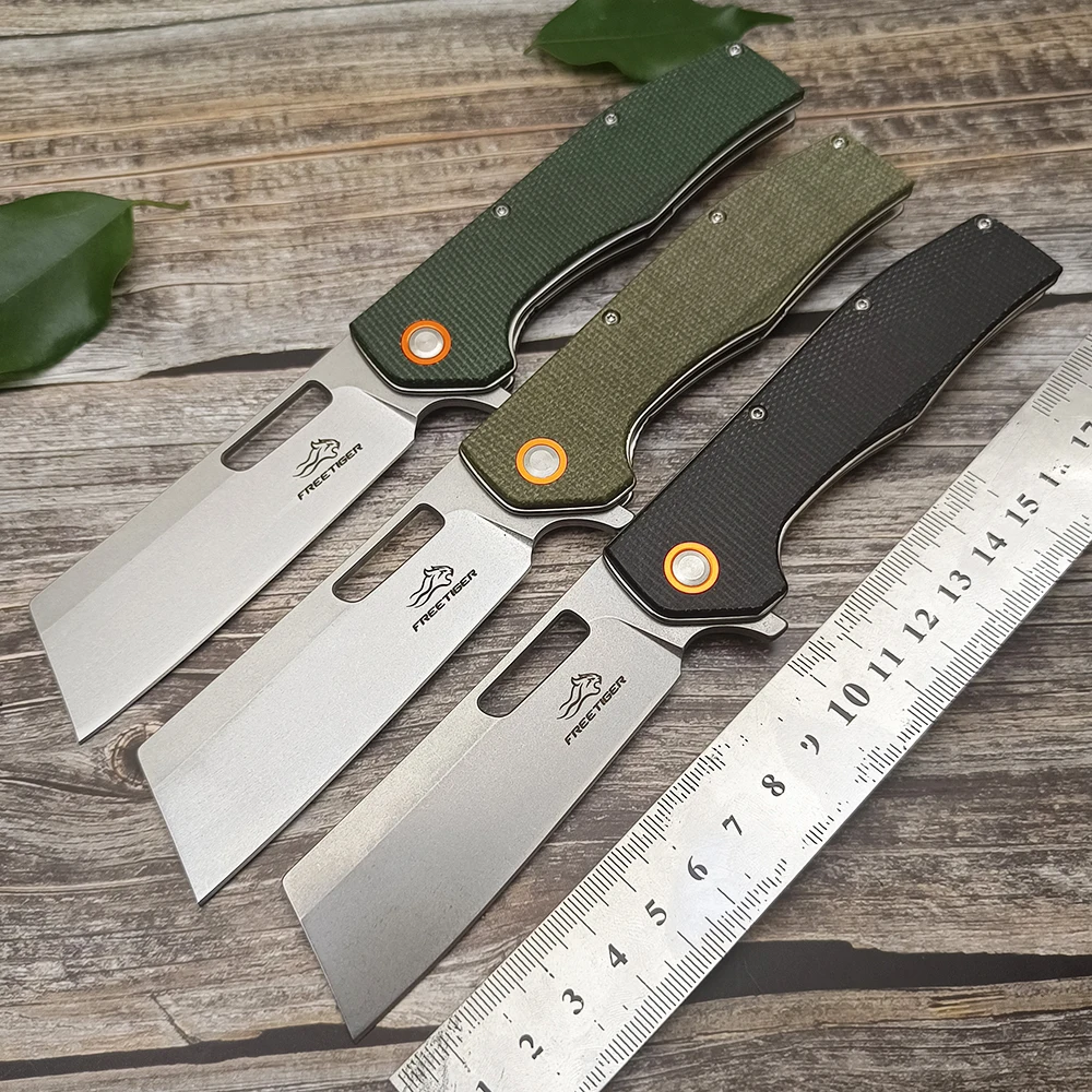 FREETIGER Micartar Knife D2 Folding Knife Stone Wash Blade Tanto Outdoor camping fishing hunting EDC knives Free Tiger FT955