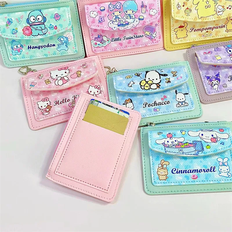 New Cartoon Anime Sanrio Hello Kitty Kuromi Multifunctional Card Holder Coin Purse Kawaii Cinnamoroll Student Wallet As A Gift