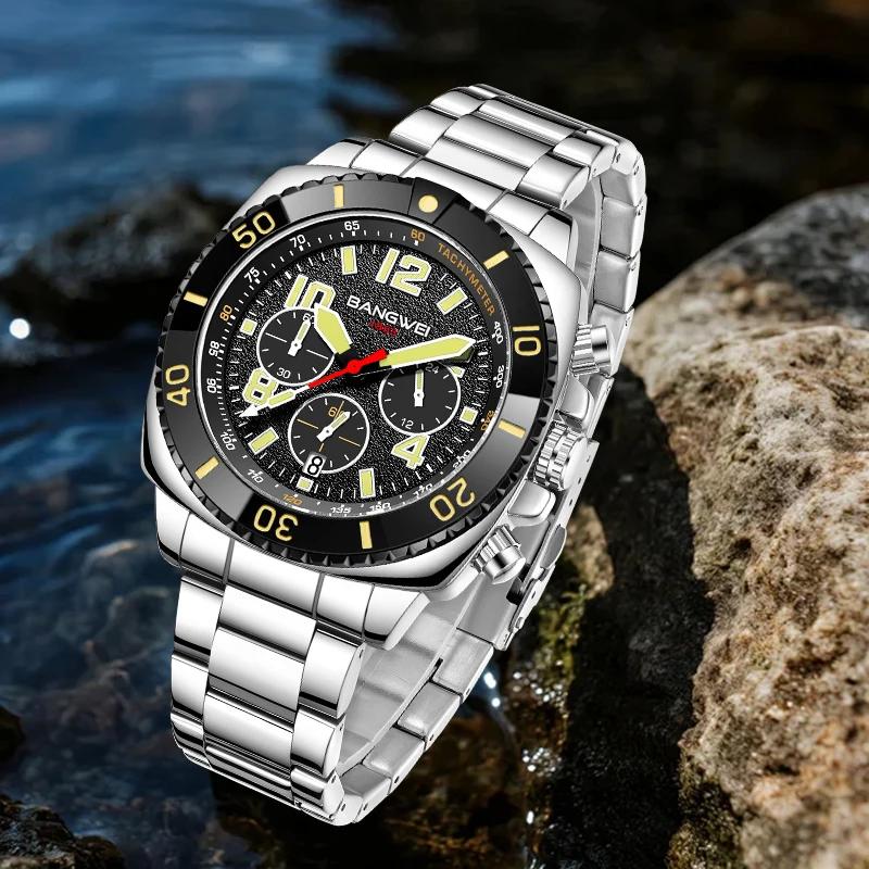 BangWei LIGE Original Design Quarzuhren für Herren Luxuriöse Modische Edelstahl Casual Auto-Datum Wasserdichte Leuchtende Männeruhr