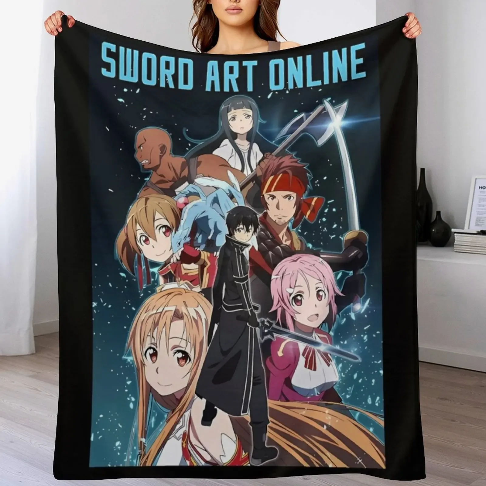 

SAO Full Squad Throw Blanket Durable Warm Blanket for Daily Home Use
