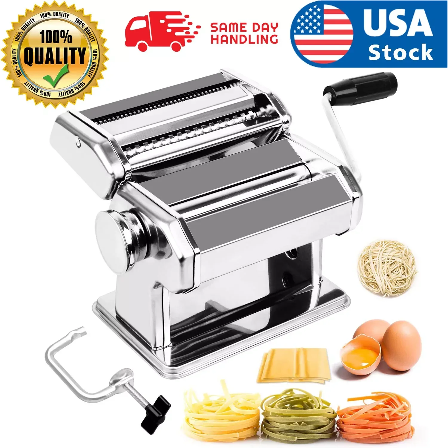 Noodle Cutter  Pasta Maker Machine Stainless Steel Fresh Pasta Machine for Spaghetti Making Noodle Cutter Pasta