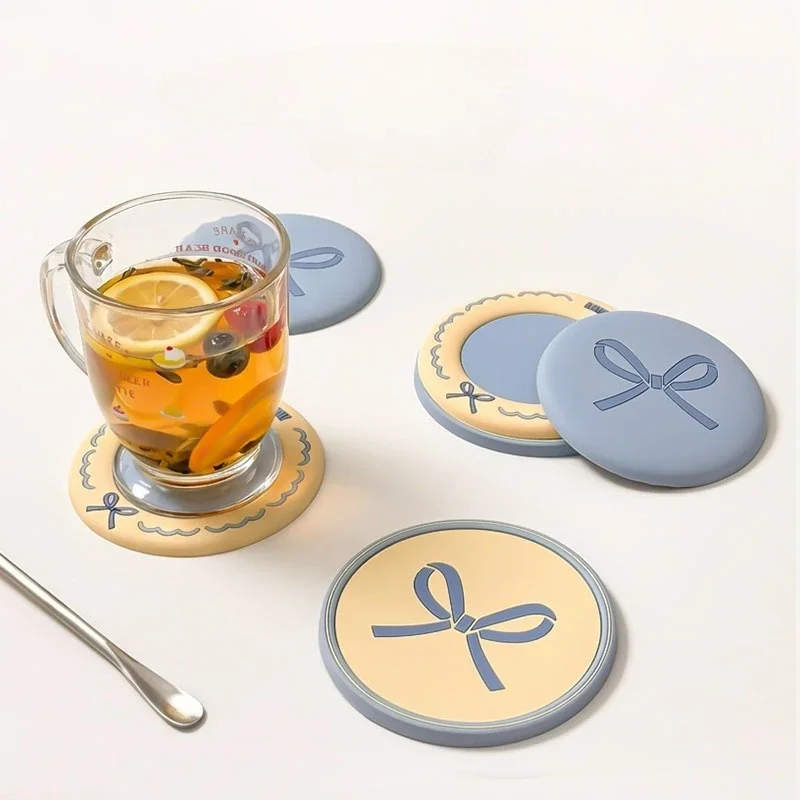 Macaron Soft Rubber Coasters Cartoon Style Heat-resistant Anti-slip Cup Mat Creative Breakfast Cup Insulation Pad Six-piece Set