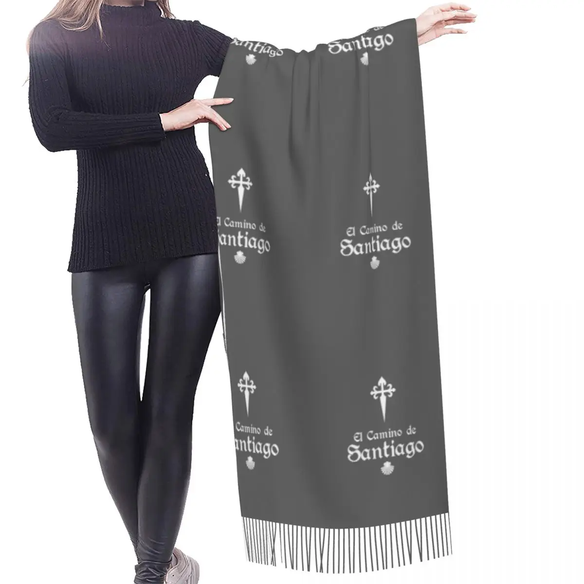 Custom Printed Camino De Santiago De Compostela Shell Saint Scarf Women Men Winter Fall Warm Scarves Shawl Wrap