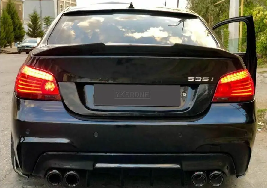 BMW 5 시리즈 E60 M5 용 블랙 스포일러 2004-2009 자동차 후면 트렁크 윙 부트 립, ABS 탄소 섬유 스포일러 장식, 자동차 스타일링