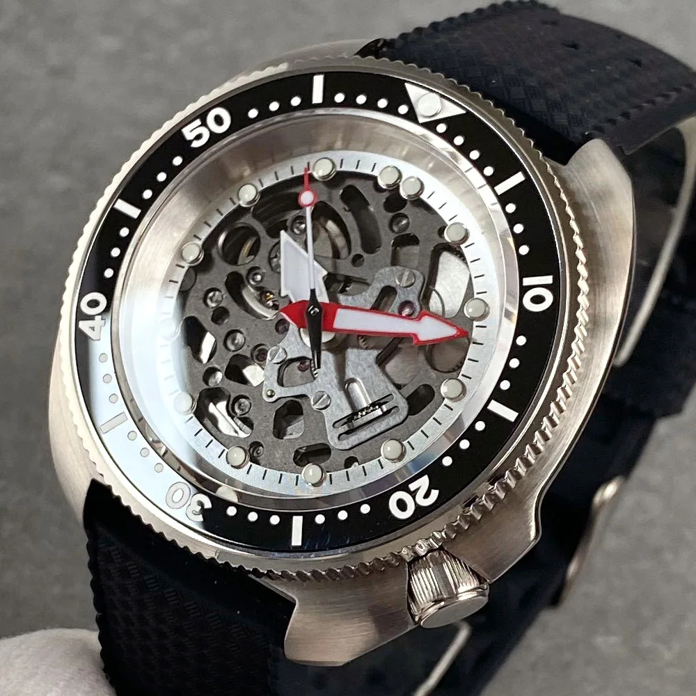 タンドリオ NH72 ムーブメント ダイブ メンズ モダン機械式時計 120 クリック ベゼル 3.8 クラウン発光中空ダイヤル サファイア ラバー ストラップ