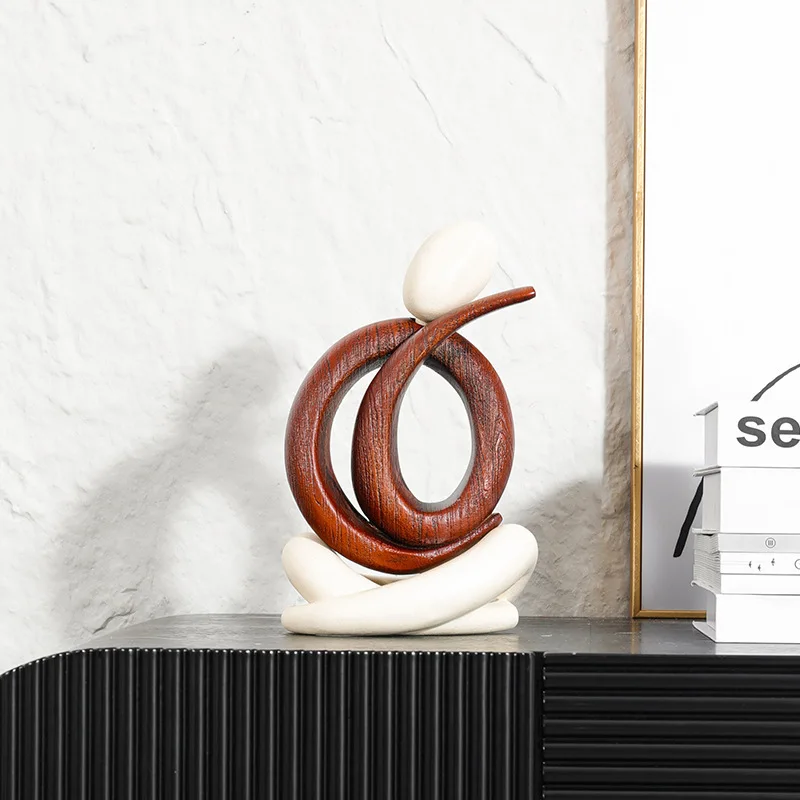 Creative Abstract Hollow Human Sculpture Art Sitting Cross-Legged Handicraft Wine Cabinet Decor Irregular Line Figure Statue