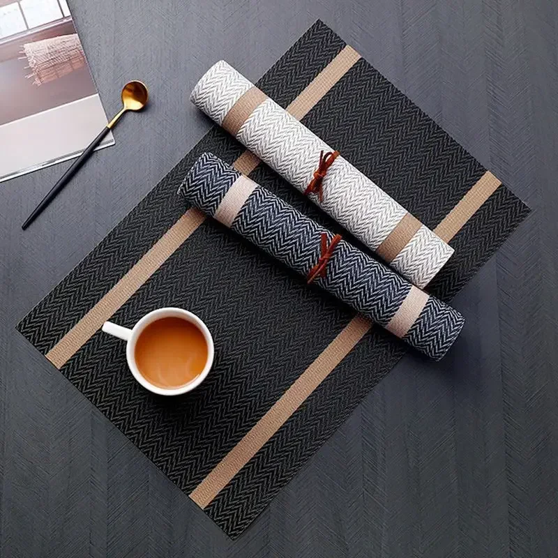 PVC Streak Western Placemat Creativity Light Luxury Dining Table Mat for Non-slip Washable Home Decoration Accessories